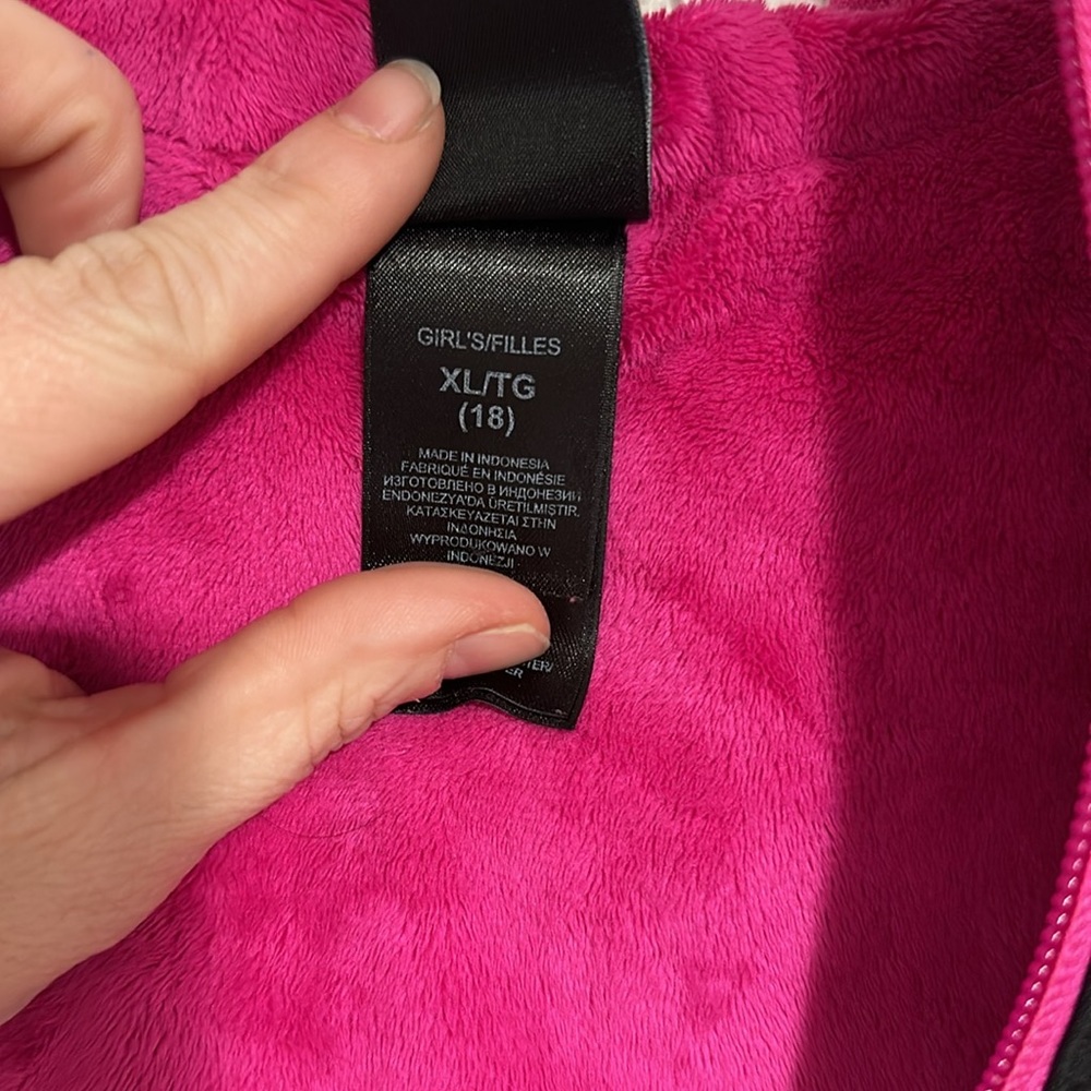 Girls North Face Hooded Zip Jacket-Blk/Pink - Picture 6 of 8